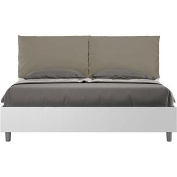Letto Matrimoniale con Rete 160x200 Frassino e Similpelle Cappuccino Egos Antea