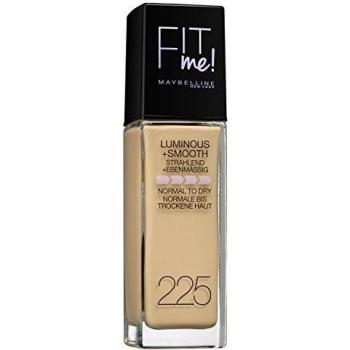 Maybelline New York Make Up, Fit Me! Foundation mit LSF18, Für makellose Haut, Alle Hauttypen, Nr. 225 Medium Beige, 30 ml
