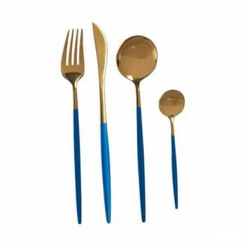 Posate KINVARA set di 12 pezzi con finitura azzurro dorato