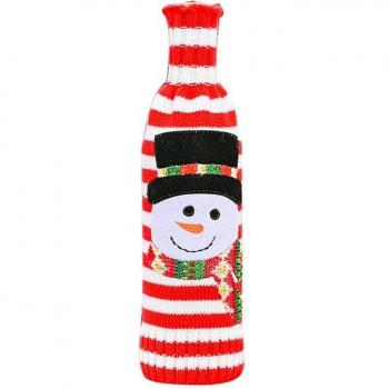 Striped Wine Bottle Covers for Christmas