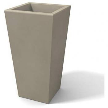 Maceta moderna rectangular de resina modelo Egizio Liscio h 65 color ceniciento