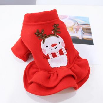 Christmas Cheer Dog Skirt with Snowman Design – L