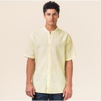 Living Crafts Herren Hemd mit Kurzärmeln – 55% Leinen, 45% Bio-Baumwolle
