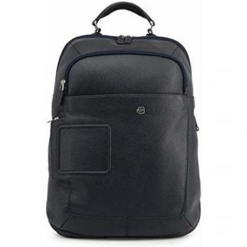 Piquadro Blue Nylon Backpack for Men with Multiple Pockets