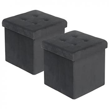 Woltu Sitzhocker Duo – gepolsterter Samt‑Hocker, faltbar, Deckel abnehmbar und Stauraum