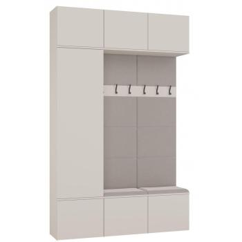HAGA Meuble d’entrée – Armoire, deux tringles à 6 crochets et banc, beige cachemire, 150×35×238 cm
