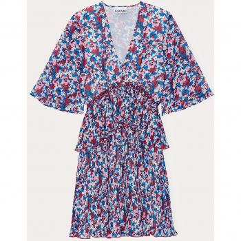 Ganni Women's Floral Pleated Mini Dress Size S