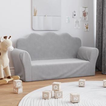 Divano per Bambini in Peluche Grigio Chiaro a 2 Posti