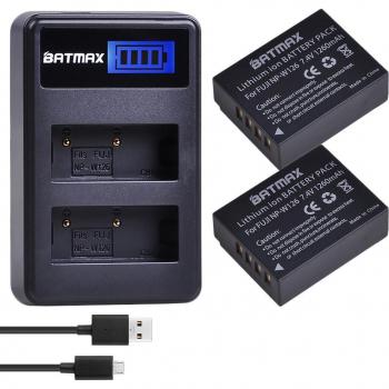 Fujifilm NP-W126 Battery 2-Pack + LCD Dual Charger for X-Pro1, X-T1