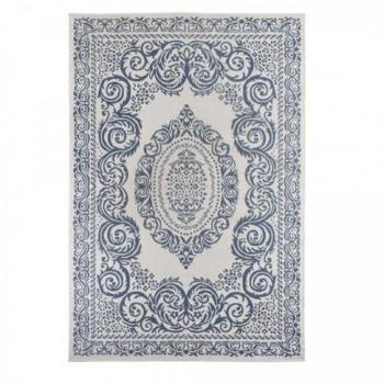 Tapis d'extérieur réversible 200x290 bleu et blanc