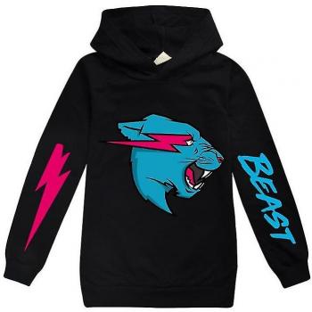 Sweat-shirt à capuche Mr Beast pour enfants Chat Éclair Noir 110