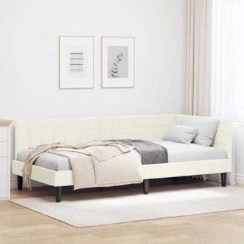 Lit d'Angle Velours Crème 100 x 200 cm