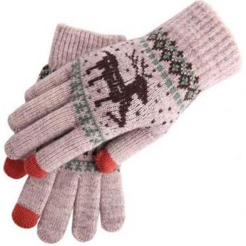 Nette gestrickte Handschuhe für die Weihnachtszeit