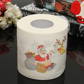 Décoration de Noël mignonne Père Noël cerf rouleau papier tissu