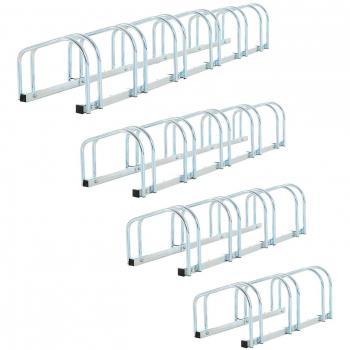 Bike Parking Rack Bicycle Locking Storage Stand for 5 Cycling Silver