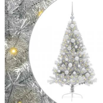 Sapin Pré-éclairé en PET Argent 120 cm