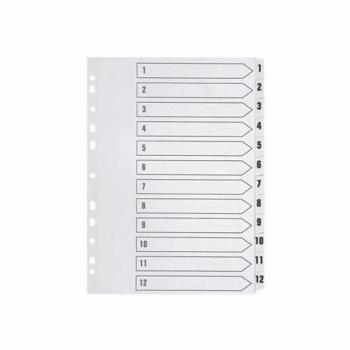 Q-Connect 1-12 Index Multi-Punched Reinforced Board Clear Tab A4
