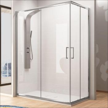 Kassandra Paroi de Douche Bella 140x80 cm 2 Verres Fixes + 2 Portes Coulissantes