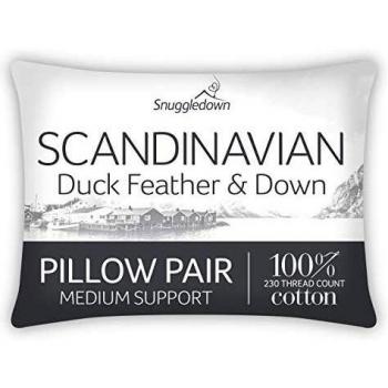 Snuggledown Duck Feather & Down White Pillows 2 Pack Medium Support Designed