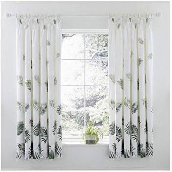 Charlotte Thomas Fern Green Botanical Pencil Pleat Curtains