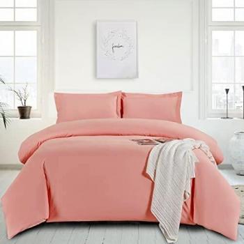 Parure de lit 1 personne WAVVE 150x220 cm, housse de couette et taie 40x75 cm – microfibre brossée rose