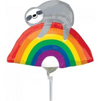 Amscan 9cm Black Foil Balloon with Rainbow Design