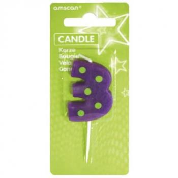 Zahlenkerze AMSCAN mit Pick 3 Dots & Stripes – 7,6 cm