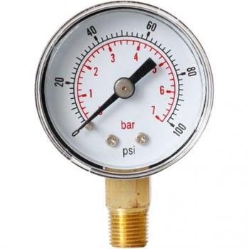 Medidor de presión 40mm montaje inferior para agua, gas y aire (15-300 PSI)