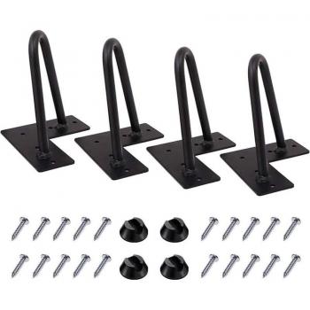Épingles à pieds de meuble – 4 pièces, 10 cm, support pour table/armoire/lit, kit DIY avec vis et protège‑sol noir