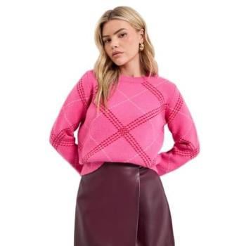 Small Pink Argyle Knitted Top for Women