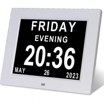 Horloge numérique pour seniors avec jour et date