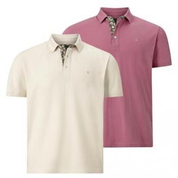 Doppelpack Herren Poloshirts EARL LACHLAN in Wollweiß und Pink, Größe XXL