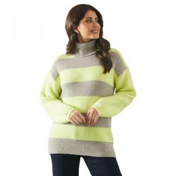 Lime Women's Striped Turtleneck Sweater
