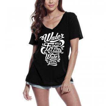 Be Water My Friend top femminile Ultrabasic nero con scollatura a V