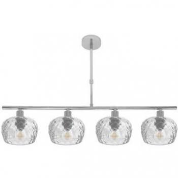 Fabrilamp Estela 4×E14 Chrome RegX 75×13 cm Abat‑Jour en Verre Transparent