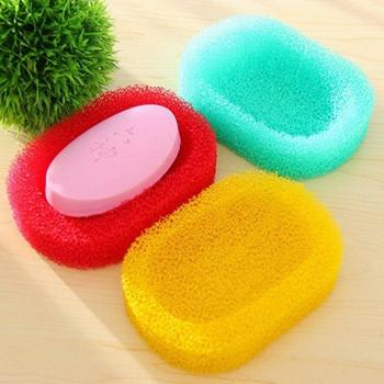Kitchen and Bathroom Soap Box with Drain, 9cm Orange Sponge Holder