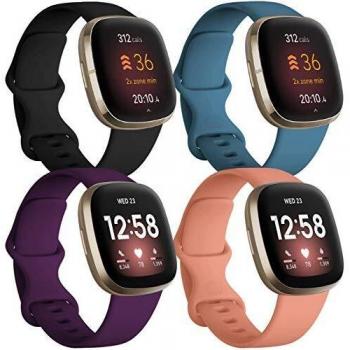 JUVEL Sporty Fitbit Versa 3/Sense Straps, Small Sizes: Black/Blue/Plum/Peach
