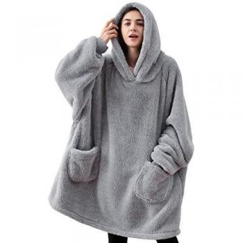 Sleeve‑Pocket Hooded Fleece Bed Sack – Bedsure Grey Edition (95x85 cm)