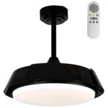 Cristal Batan Ventilatore Soffitto LED 35W 3200lm CCT Nero Pale Pieghevoli
