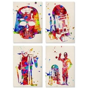 Nacnic Star Wars Wanddekoration – 4 Aquarell‑Poster für Zuhause