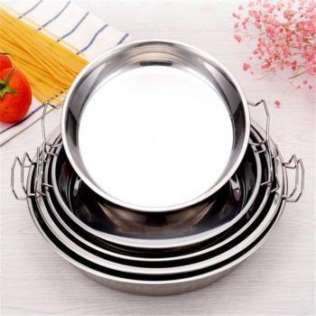 Crystal Handle Round Cake Serving Tray in Stainless Steel