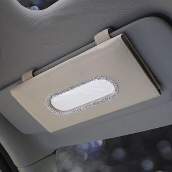 Rhinestone-Embellished Car Tissue Box and Towel Set