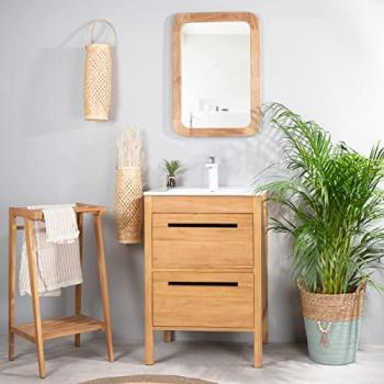 Mueble baño Sira de teca y cerámica 60 cm