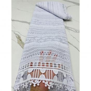 Tela de encaje bordado francés, guipur nigeriano blanco, 5 yardas