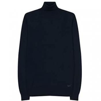 Strickpullover SEIDENSTICKER Gr. L, blau (dunkelblau), Herren, 100% Wolle, unifarben, Pullover, Rundhals Uni