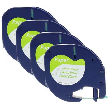 Ruban Compatible Dymo LetraTag 12mm Noir sur Blanc