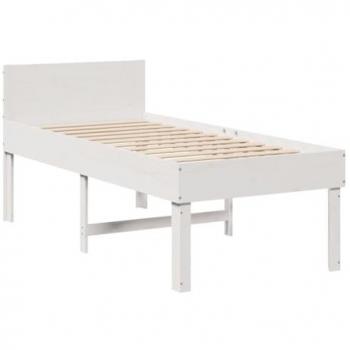 White Bed Frame without Mattress: 90 cm x 200 cm, Constructed from Solid Pine Wood