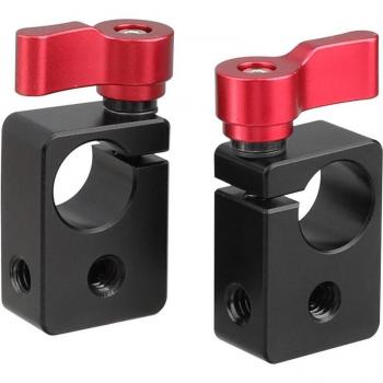 CAMVATE 15mm Rod Clamp with Black/Red Thumbscrew (2 Units)