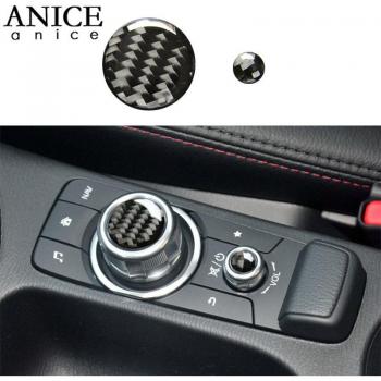 2pc Authentic Carbon Fiber Volume Knob Trim for Mazda3, Mazda2, CX-3, MX-5