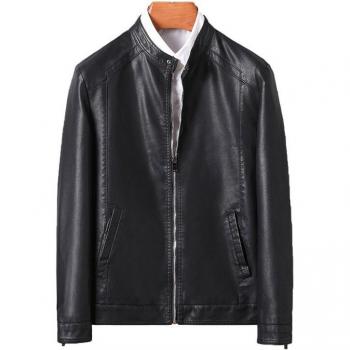 Chaqueta de motocicleta de cuero negro 5XL